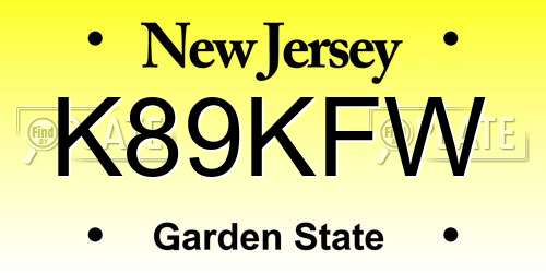 K89KFW New Jersey License Plate