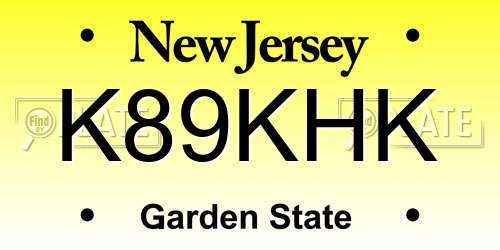 K89KHK New Jersey License Plate
