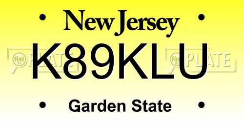 K89KLU New Jersey License Plate