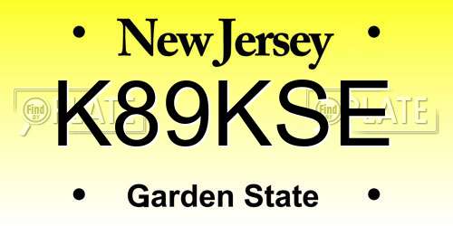 K89KSE New Jersey License Plate