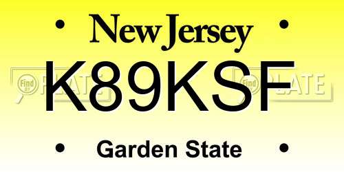 K89KSF New Jersey License Plate
