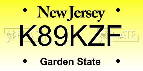 K89KZF New Jersey License Plate