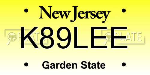 K89LEE New Jersey License Plate