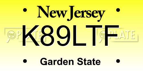 K89LTF New Jersey License Plate