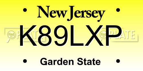 K89LXP New Jersey License Plate