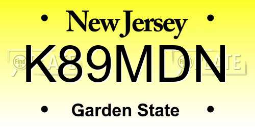 K89MDN New Jersey License Plate