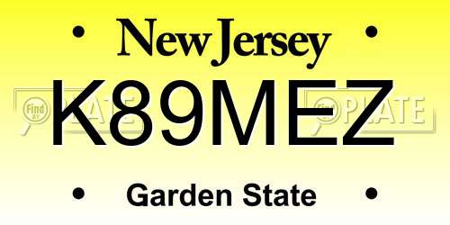 K89MEZ New Jersey License Plate