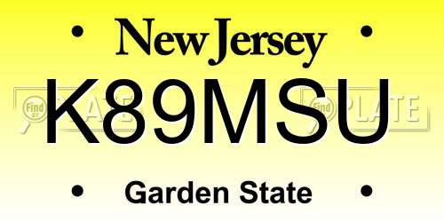 K89MSU New Jersey License Plate