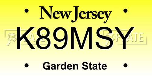 K89MSY New Jersey License Plate