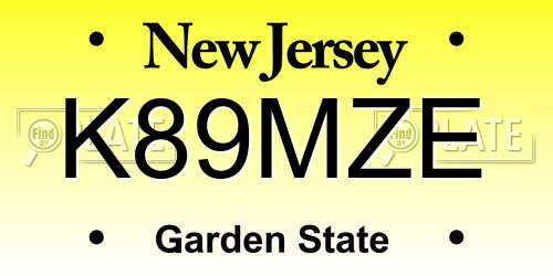 K89MZE New Jersey License Plate