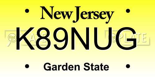 K89NUG New Jersey License Plate