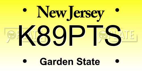 K89PTS New Jersey License Plate