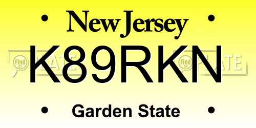 K89RKN New Jersey License Plate