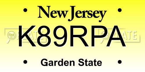 K89RPA New Jersey License Plate