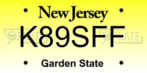 K89SFF New Jersey License Plate