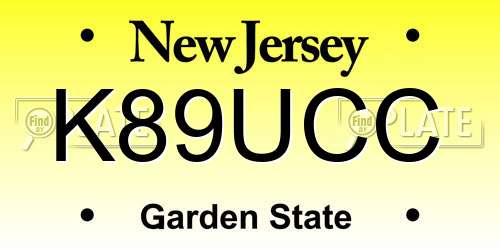 K89UCC New Jersey License Plate