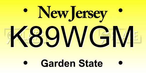 K89WGM New Jersey License Plate