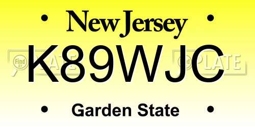 K89WJC New Jersey License Plate