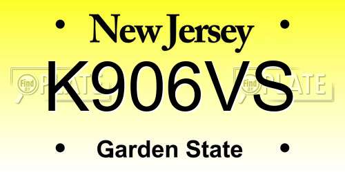 K906VS New Jersey License Plate