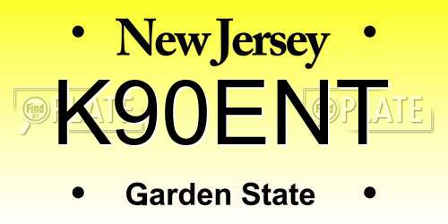 K90ENT New Jersey License Plate