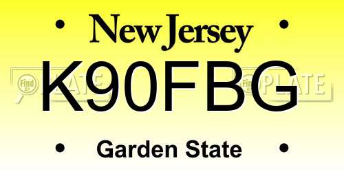 K90FBG New Jersey License Plate