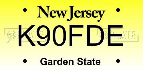 K90FDE New Jersey License Plate
