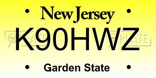 K90HWZ New Jersey License Plate