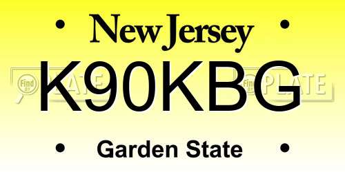 K90KBG New Jersey License Plate