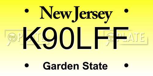 K90LFF New Jersey License Plate