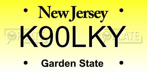 K90LKY New Jersey License Plate