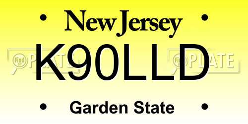 K90LLD New Jersey License Plate