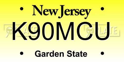 K90MCU New Jersey License Plate