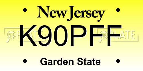 K90PFF New Jersey License Plate