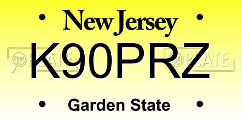 K90PRZ New Jersey License Plate