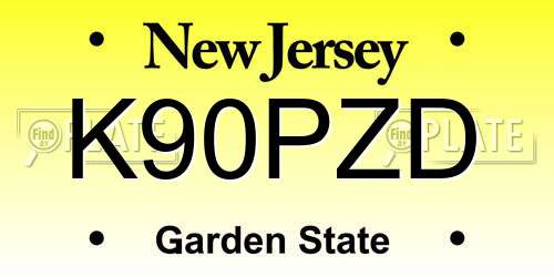 K90PZD New Jersey License Plate