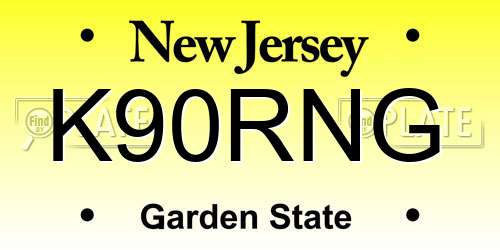 K90RNG New Jersey License Plate