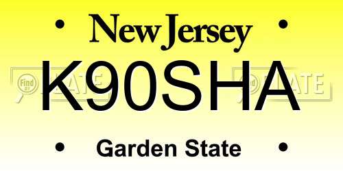 K90SHA New Jersey License Plate