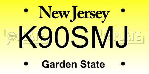 K90SMJ New Jersey License Plate