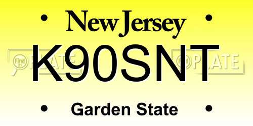 K90SNT New Jersey License Plate