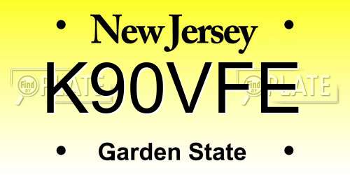 K90VFE New Jersey License Plate