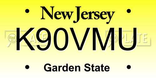 K90VMU New Jersey License Plate