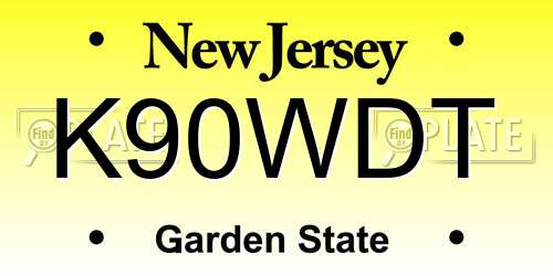 K90WDT New Jersey License Plate