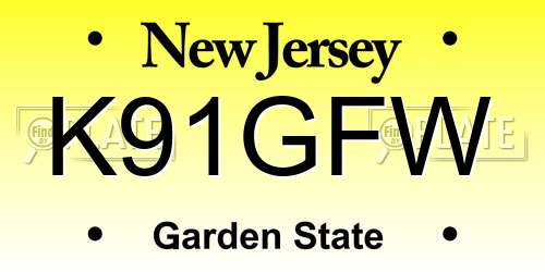 K91GFW New Jersey License Plate