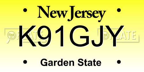 K91GJY New Jersey License Plate