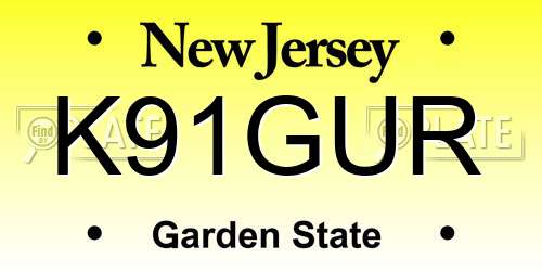 K91GUR New Jersey License Plate