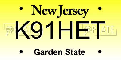 K91HET New Jersey License Plate