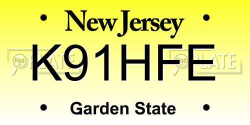 K91HFE New Jersey License Plate