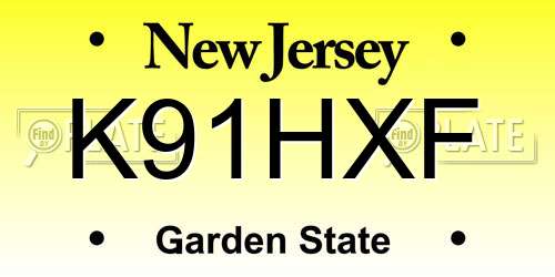 K91HXF New Jersey License Plate