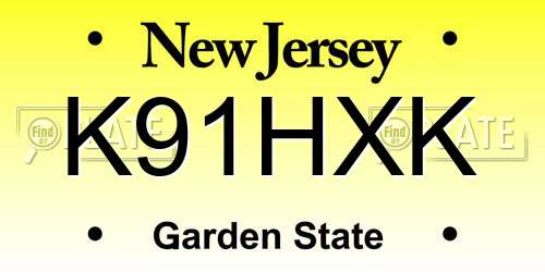 K91HXK New Jersey License Plate