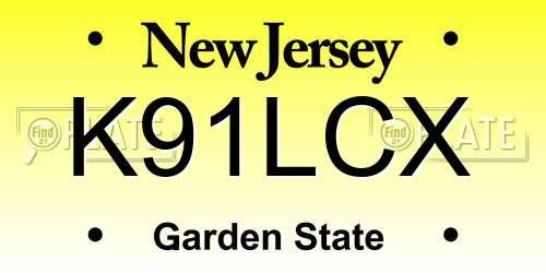 K91LCX New Jersey License Plate
